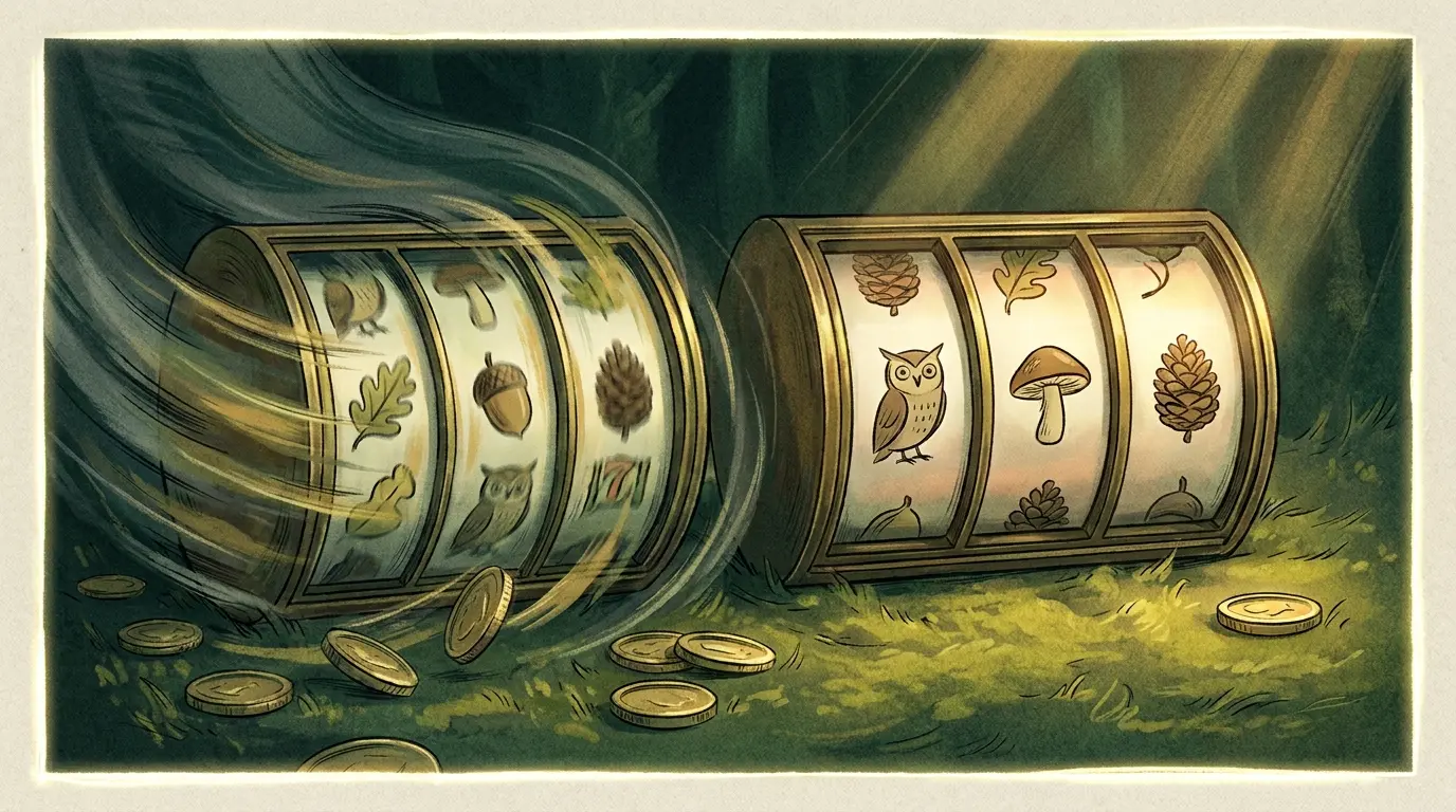 Dos rodillos de slots contrastando alta y baja volatilidad