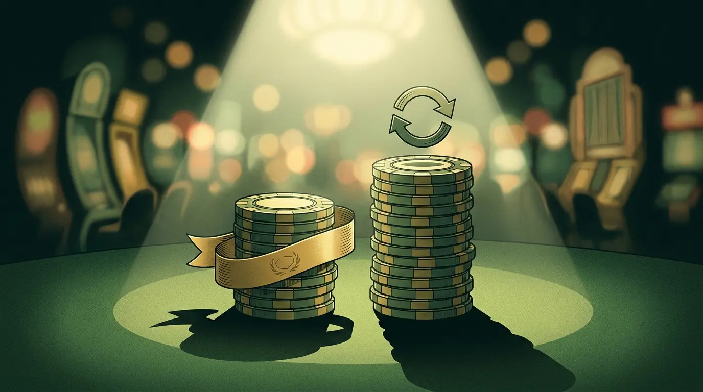 Deux piles de jetons illustrant bonus de bienvenue et recharge