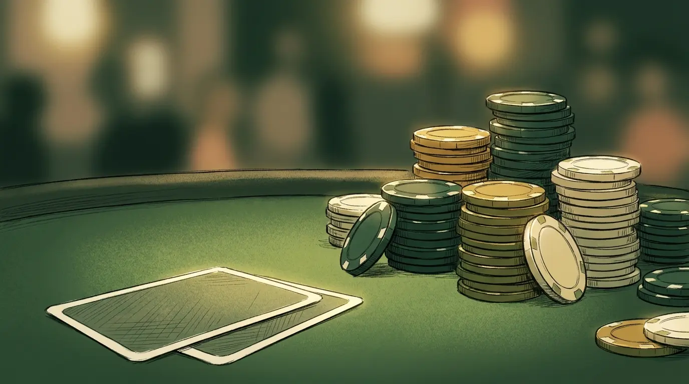Jetons de poker et cartes sur tapis vert