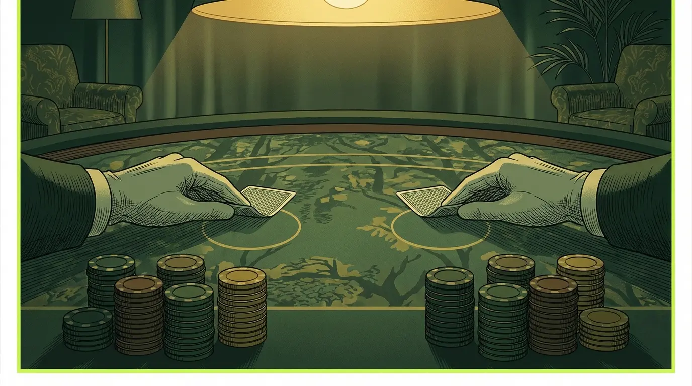 Table de baccarat avec cartes et jetons de casino