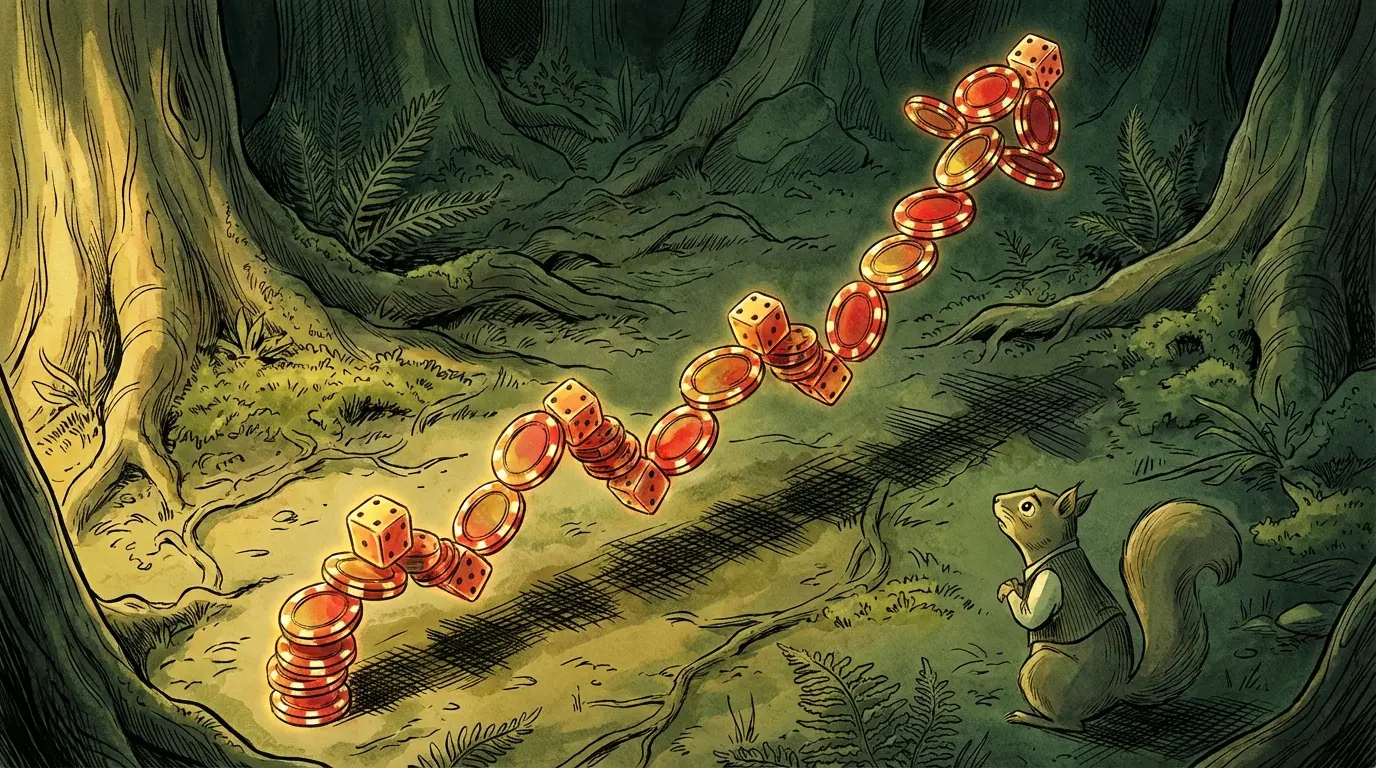 Graphique ascendant de jetons rouges évoquant le risque des crash games