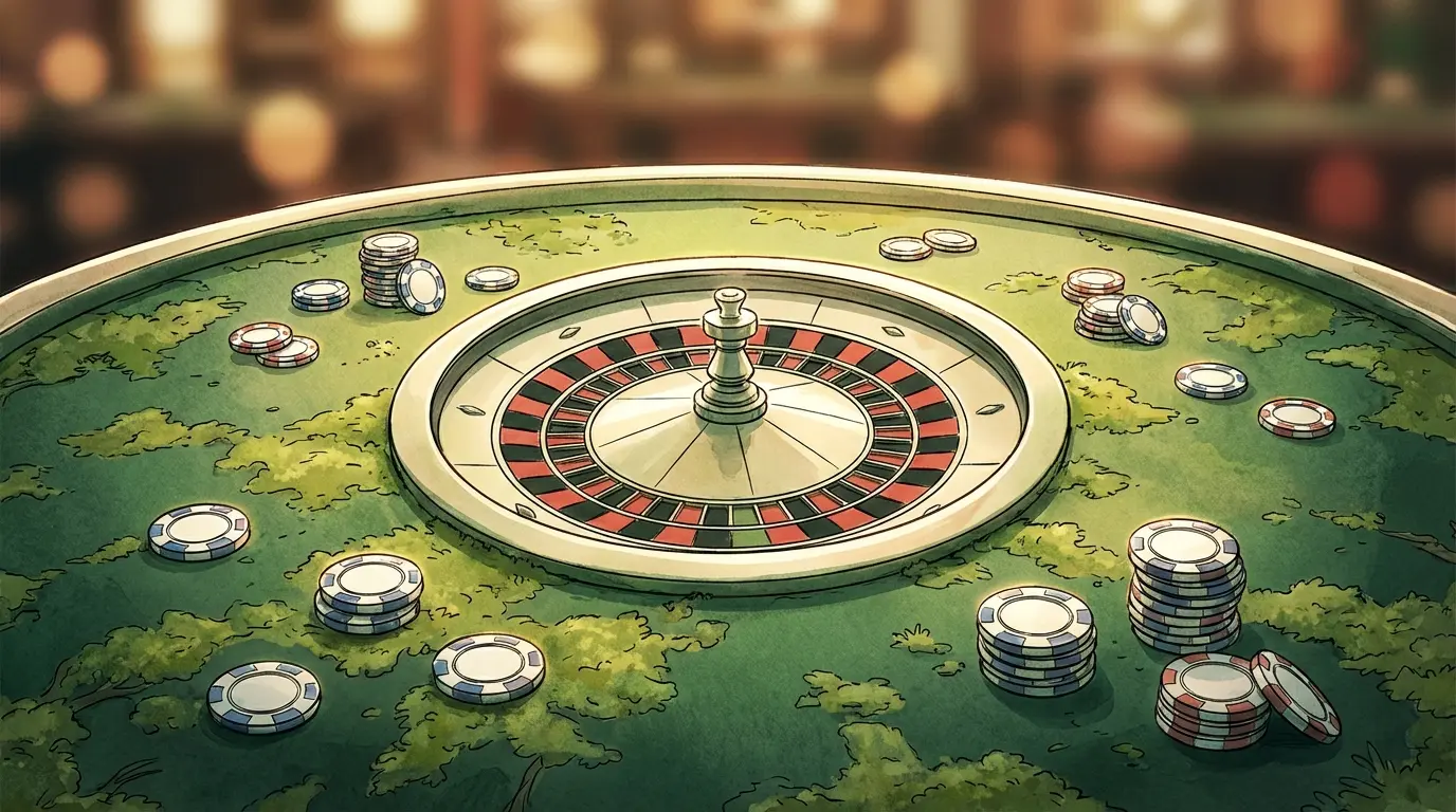 Roulette et jetons de casino aux couleurs françaises