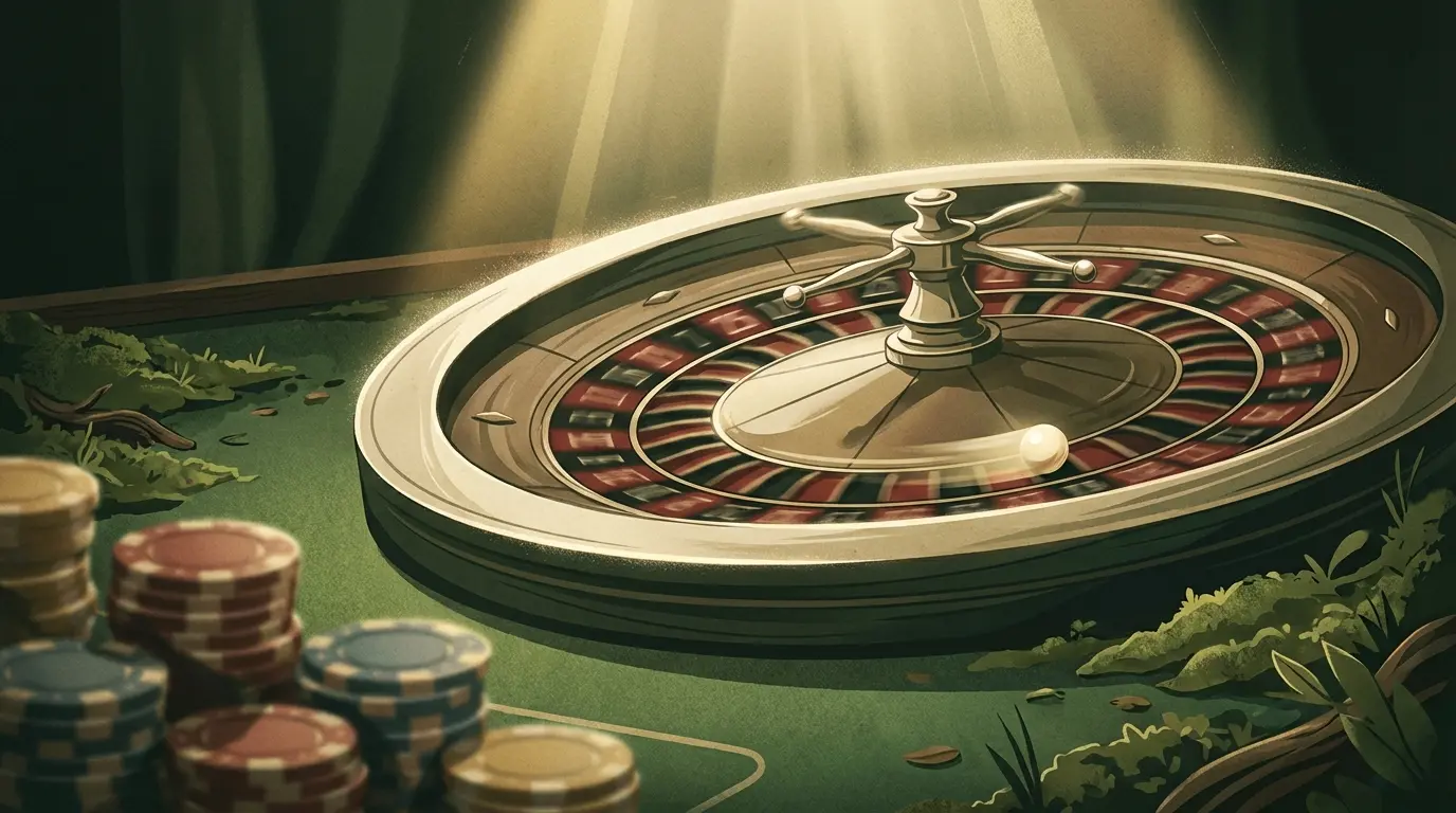 Roulette en direct avec jetons de casino sur tapis vert