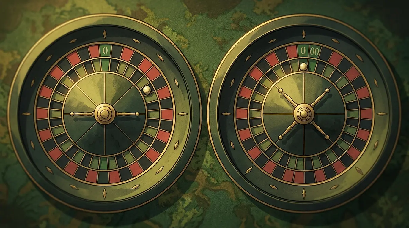 Due ruote della roulette europea e americana a confronto